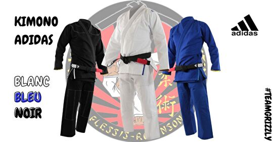 Kimono Jujitsu Adultes Adidas (Blanc/Bleu/Noir)