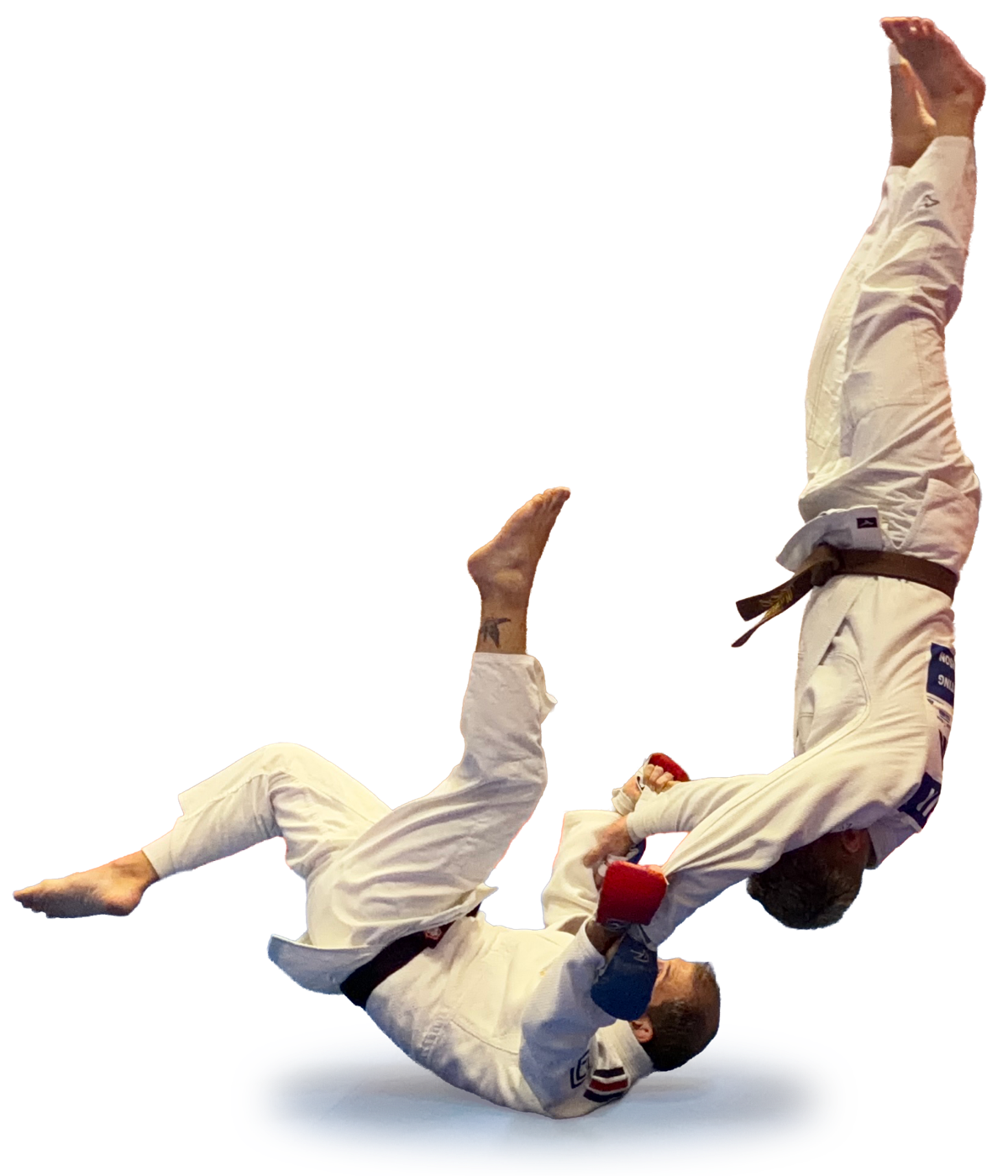 Deux pratiquants de Jujitsu Fighting réalisent une projection Tomoe Nage